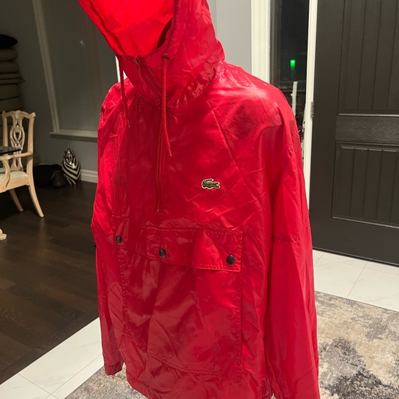 Vintage Lacoste best colour red size medium windbreaker hooded rare find💦💧fall - Picture 9 of 17